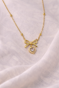 Golden Bow Heart Anti-Tarnish Necklace