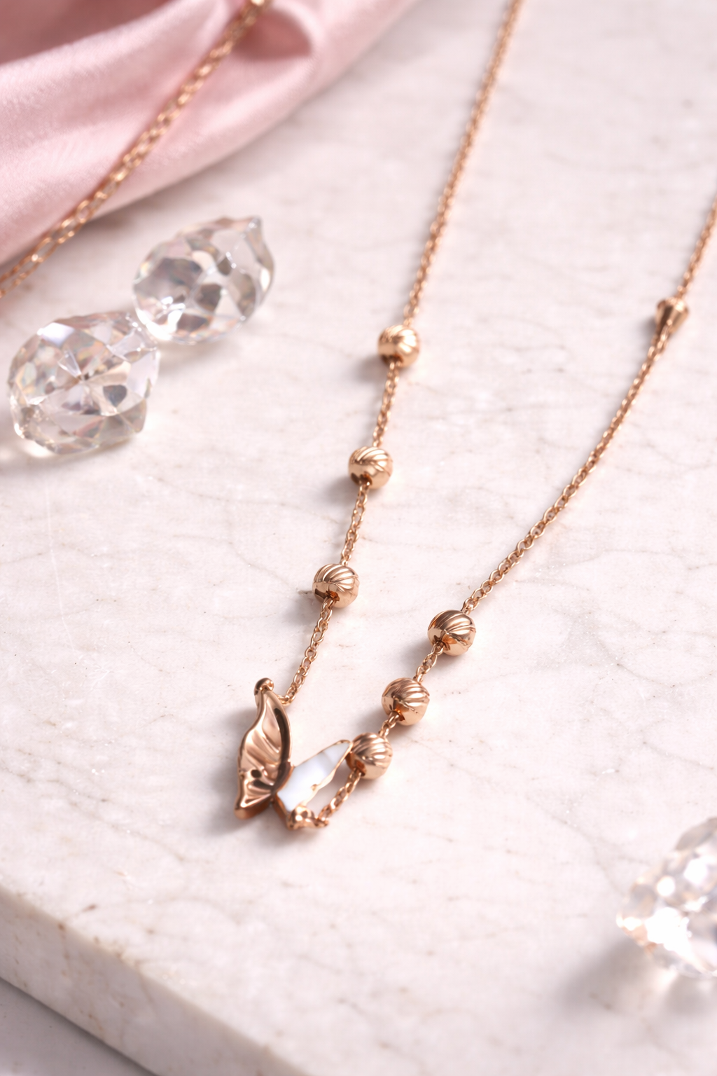 Rosewing Butterfly Bead Necklace