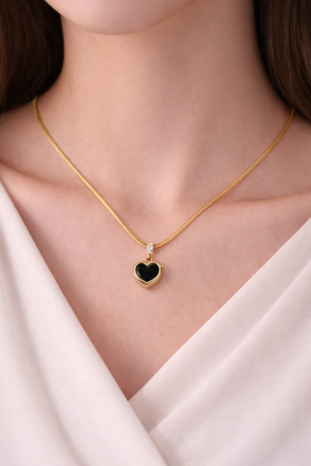 Midnight Heart Gold Necklace
