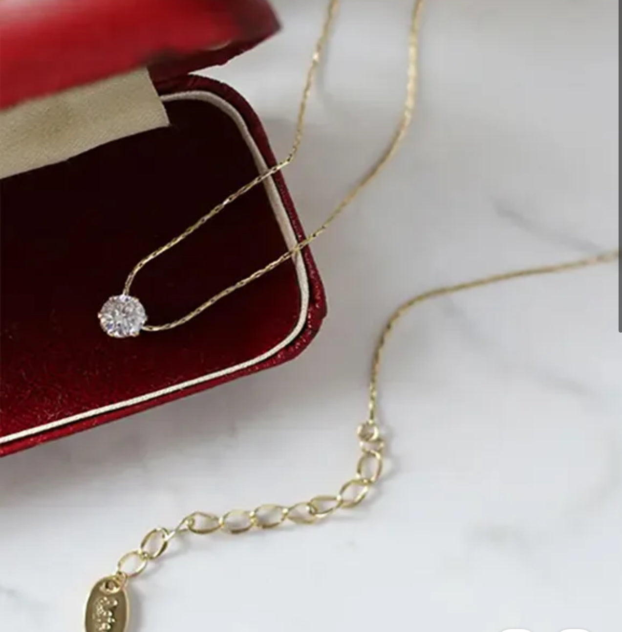 Stainless Steel Cubic Zircon Keel Diamond Necklace - Golden