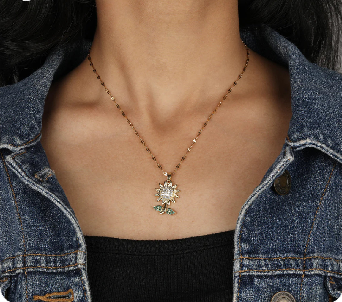 Sunflower Sparkle Pendant Necklace